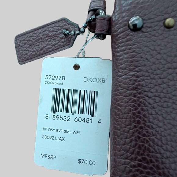 Coach pebbled leather embellished wristlet Oxblood red - Picture 2 of 5